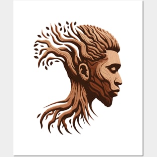 Afrocentric Man Wooden Carving Posters and Art